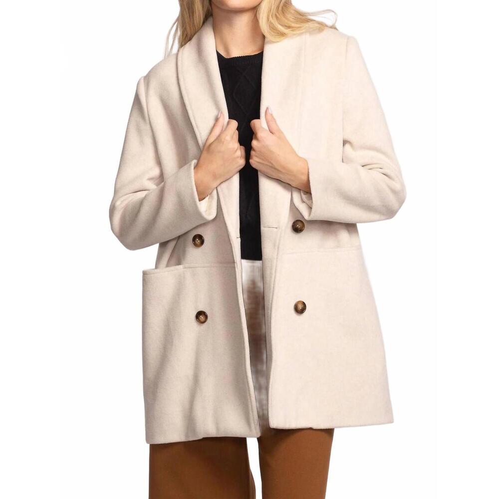 NEW PINK MARTINI adelaide long-sleeve coat in off white